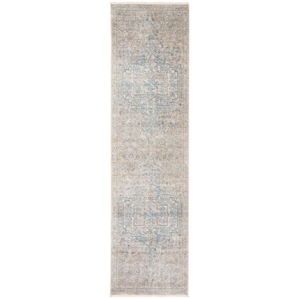 ECARPET Bahama Heriz 3-ft x 10-ft Beige and Blue Rectangular Runner