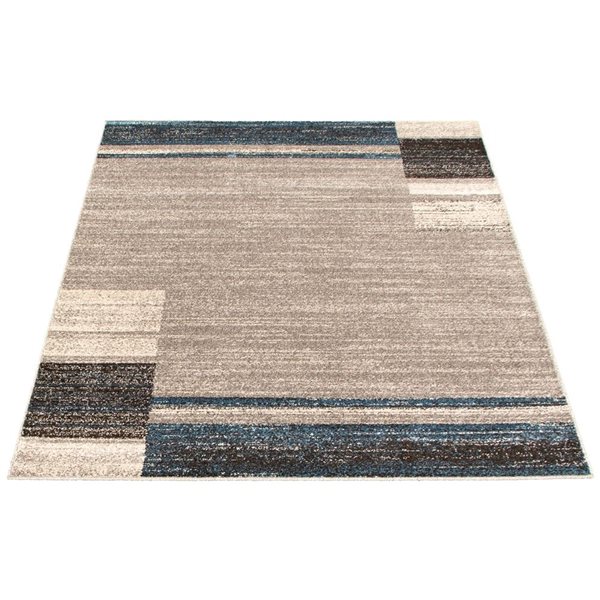 ECARPET Ayla 4-ft x 5.5-ft Grey and Blue Rectangular Area rug