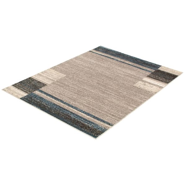 ECARPET Ayla 4-ft x 5.5-ft Grey and Blue Rectangular Area rug