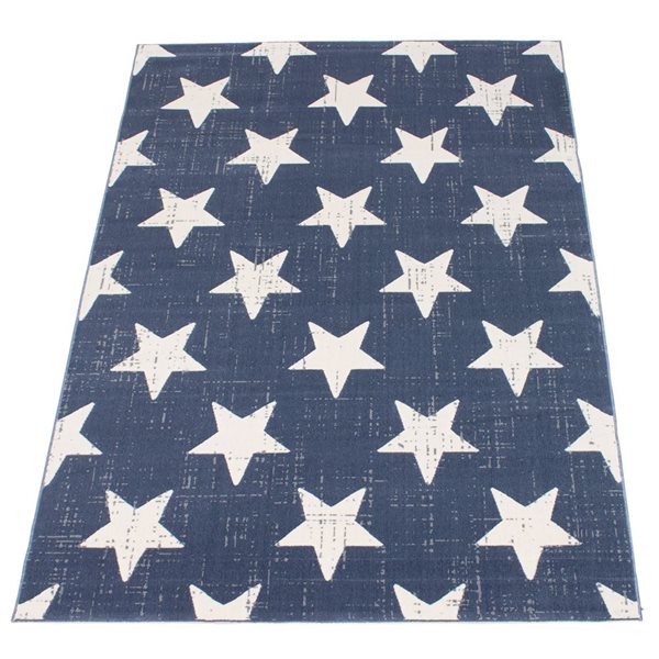 ECARPET Angel 4-ft x 5.5-ft Navy Blue Rectangular Area rug