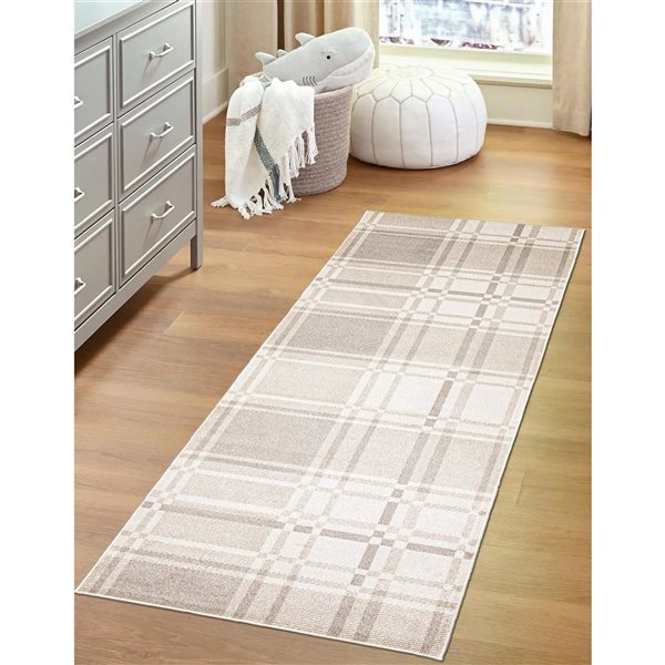 ECARPET Aqua Roma 2.5-ft x 8-ft Ivory Rectangular Runner