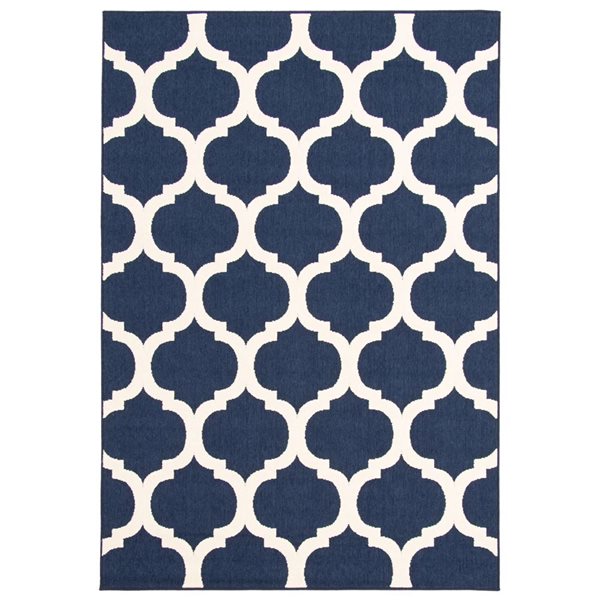 ECARPET Cambridge 4-ft x 5.5-ft Navy Blue and Ivory Rectangular Area rug