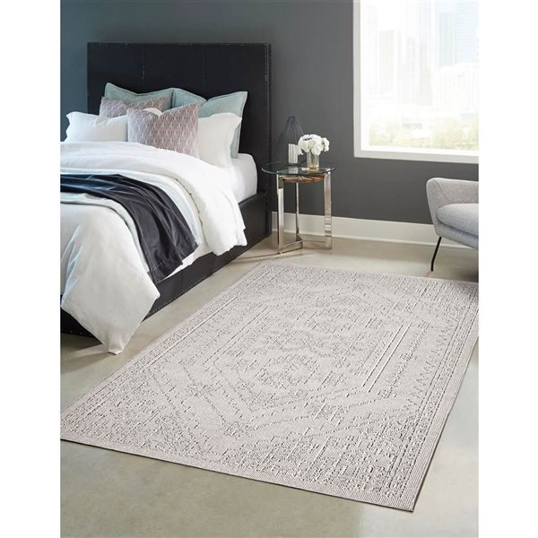 Tapis Boheme par ECARPET rectangulaire gris de 5 pi x 7 pi