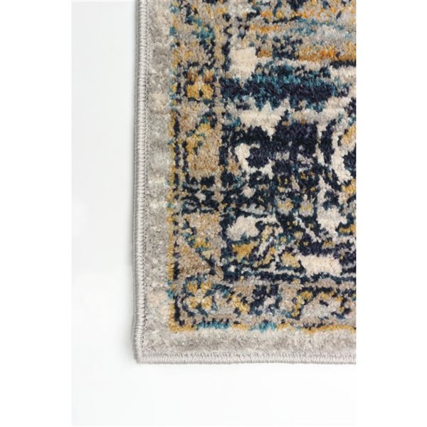 Tapis Bolivia Yalameh par ECARPET rectangulaire ivoire et bleu de 6,5 pi x 8 pi