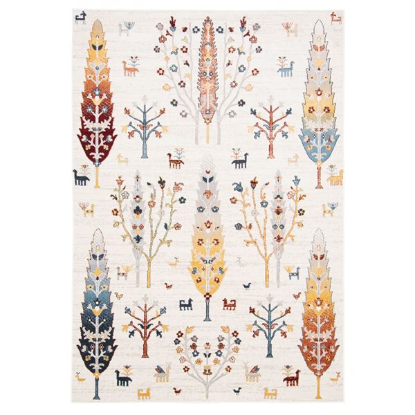 ECARPET Aqua Pine 3-ft x 5-ft Ivory Rectangular Area rug