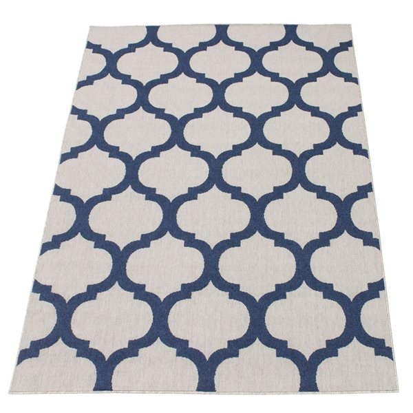 ECARPET Cambridge 6.5-ft x 9.5-ft Grey and Navy Blue Rectangular Area rug