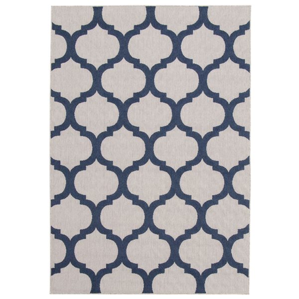 ECARPET Cambridge 6.5-ft x 9.5-ft Grey and Navy Blue Rectangular Area rug