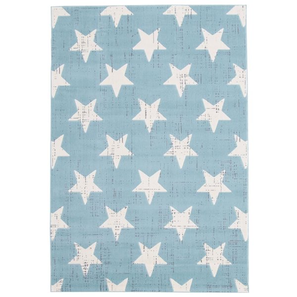 ECARPET Angel 4-ft x 5.5-ft Aqua Rectangular Area rug