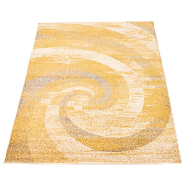 Tapis Cora par ECARPET rectangulaire ivoire et or de 7,5 pi x 9,5 pi