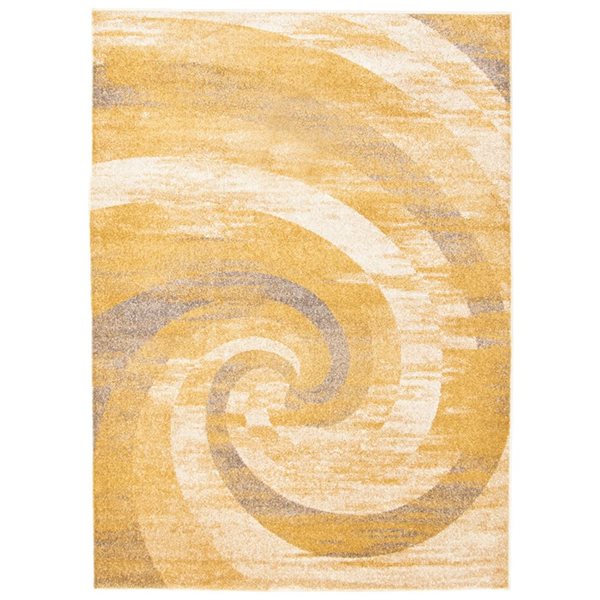 ECARPET Cora 6.5-ft x 9.5-ft Ivory and Gold Rectangular Area rug