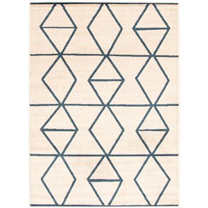 ECARPET Ana 4-ft x 5.5-ft Ivory and Blue Rectangular Area rug