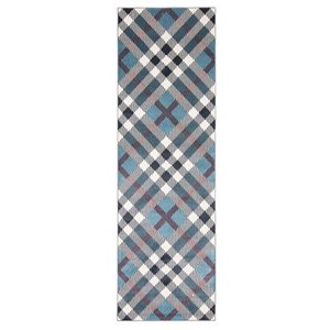 Tapis de passage Aqua Kors par ECARPET rectangulaire bleu de 2,5 pi x 8 pi