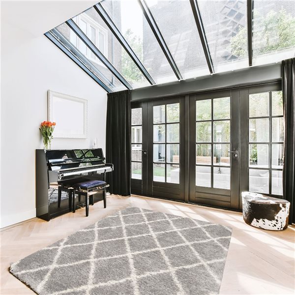 ECARPET Agadir Diamond 6.5-ft x 9.5-ft Grey Rectangular Area rug