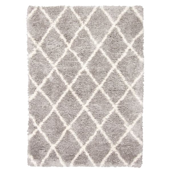 ECARPET Agadir Diamond 6.5-ft x 9.5-ft Grey Rectangular Area rug