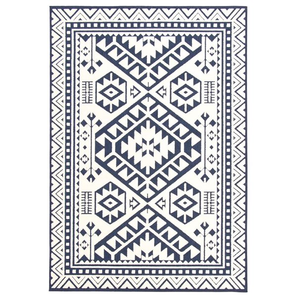 Tapis Aaya par ECARPET rectangulaire bleu de 7,5 pi x 9,5 pi