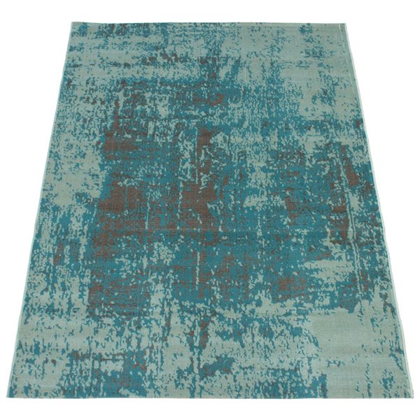 ECARPET Charlotte 4.5-ft x 6.5-ft Aqua Rectangular Area rug