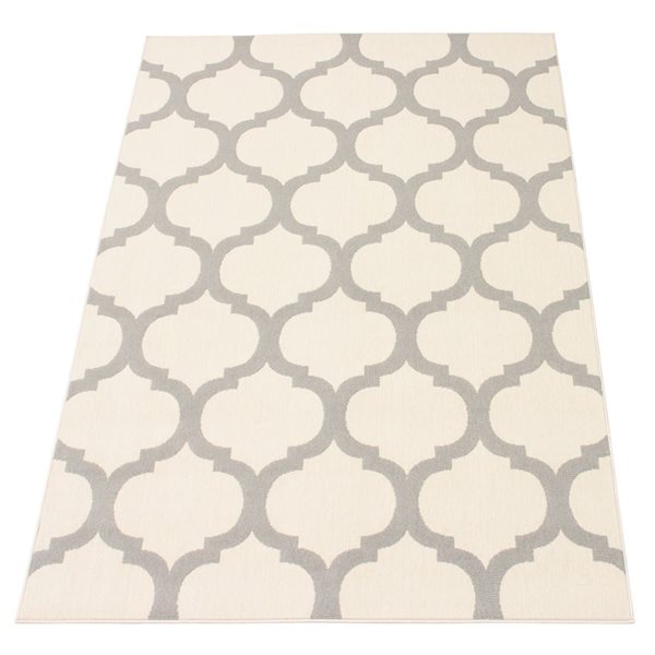 Tapis Cambridge par ECARPET rectangulaire ivoire et gris de 7,5 pi x 9,5 pi