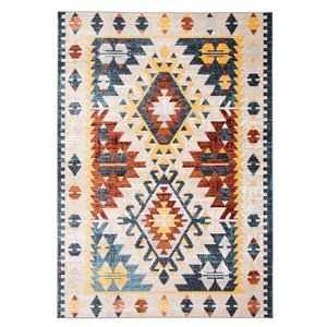 ECARPET Aqua Mosaic 5-ft x 7-ft Taupe and Copper Rectangular Area rug