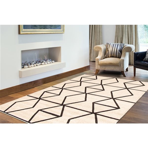 Tapis Ana par ECARPET rectangulaire ivoire et brun de 5,25 pi x 7,25 pi