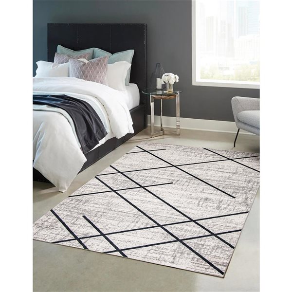 ECARPET Aqua Damali 6-ft x 9-ft Ivory and Blue Rectangular Area rug