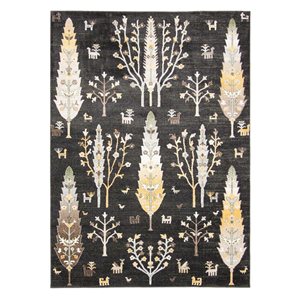 ECARPET Aqua Pine 6-ft x 9-ft Black Rectangular Area rug