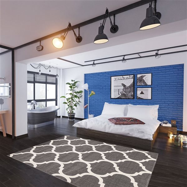 ECARPET Arbour 4-ft x 5.5-ft Grey Rectangular Area rug