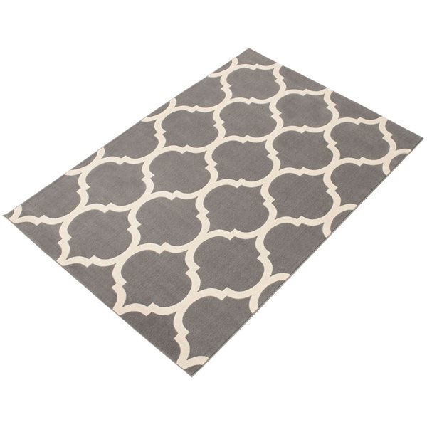 ECARPET Arbour 4-ft x 5.5-ft Grey Rectangular Area rug