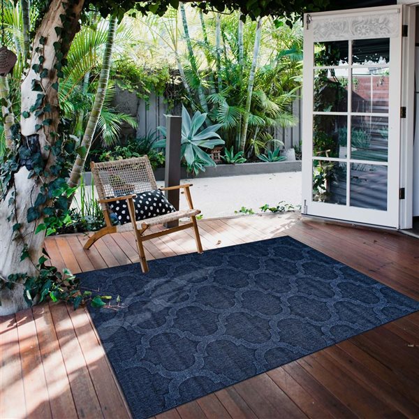 ECARPET Cambridge 4.5-ft x 6.5-ft Navy Blue Rectangular Area rug