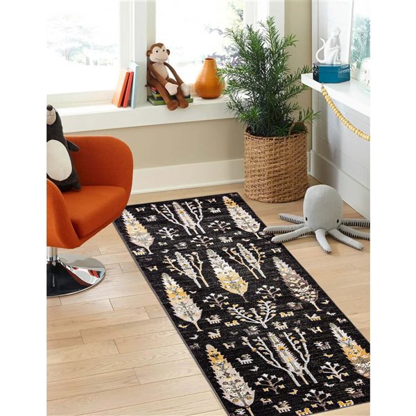 ECARPET Aqua Pine 2.5-ft x 8-ft Black Rectangular Runner