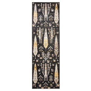 Tapis de passage Aqua Pine par ECARPET rectangulaire noir de 2,5 pi x 8 pi