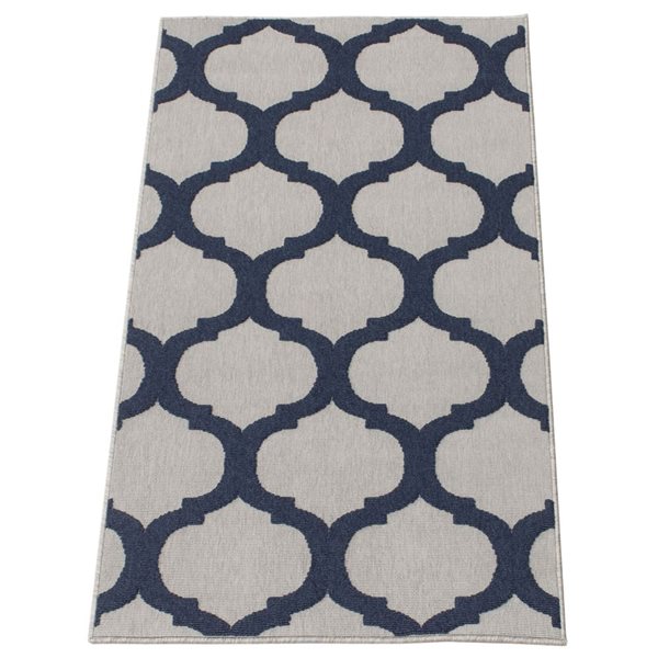 Tapis Cambridge par ECARPET rectangulaire gris et bleu marine de 3 pi x 5 pi