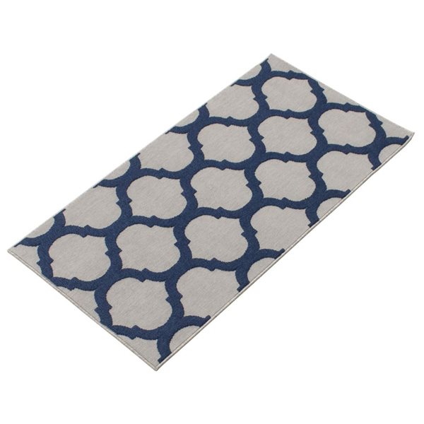 Tapis Cambridge par ECARPET rectangulaire gris et bleu marine de 3 pi x 5 pi