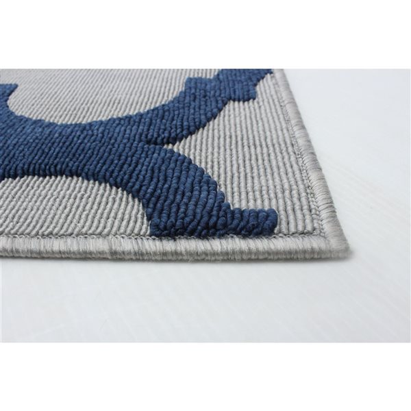 Tapis Cambridge par ECARPET rectangulaire gris et bleu marine de 3 pi x 5 pi