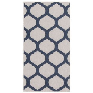 ECARPET Cambridge 3-ft x 5-ft Grey and Navy Blue Rectangular Area rug