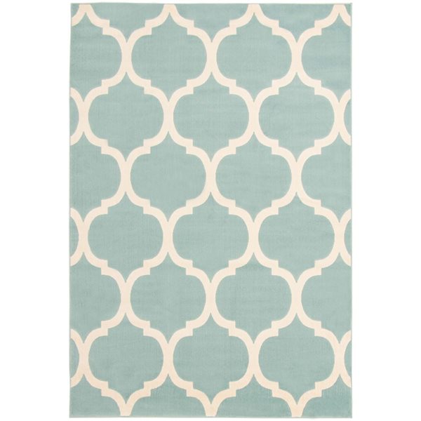 ECARPET Arbour 4.5-ft x 6.5-ft Aqua Rectangular Area rug