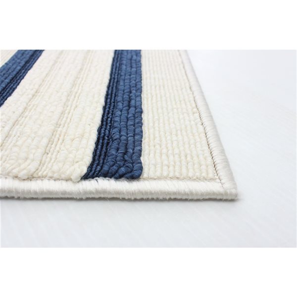 ECARPET Arthur 6.5-ft x 9.5-ft Ivory and Blue Rectangular Area rug