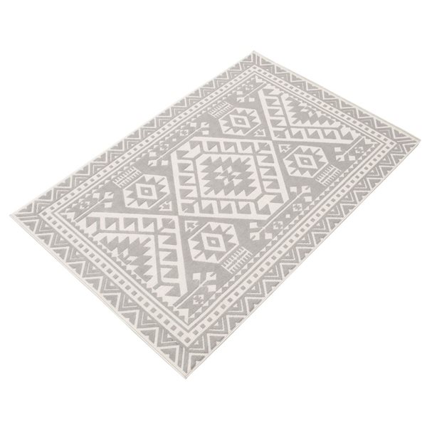 ECARPET Aaya 4.5-ft x 6.5-ft Light Grey Rectangular Area rug