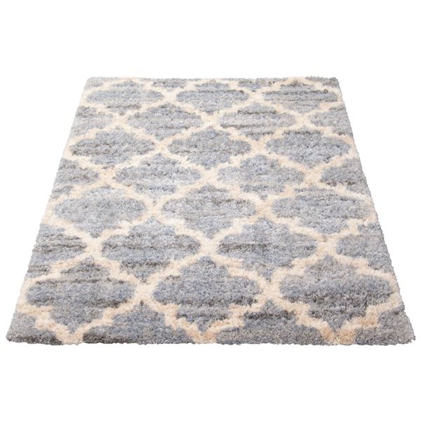 ECARPET Annica 4-ft x 5.5-ft Grey and Light Blue Rectangular Area rug