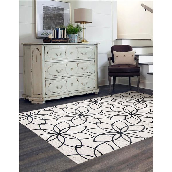 ECARPET Aqua Terali 3-ft x 5-ft Ivory Rectangular Area rug