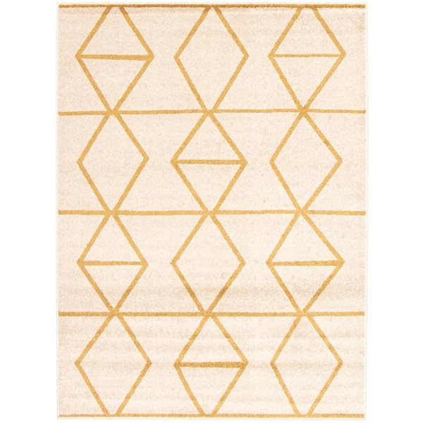 ECARPET Ana 5.25-ft x 7.25-ft Ivory and Gold Rectangular Area rug