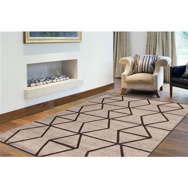 ECARPET Ana 5.25-ft x 7.25-ft Grey and Brown Rectangular Area rug