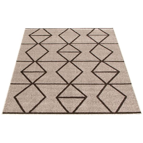 ECARPET Ana 5.25-ft x 7.25-ft Grey and Brown Rectangular Area rug