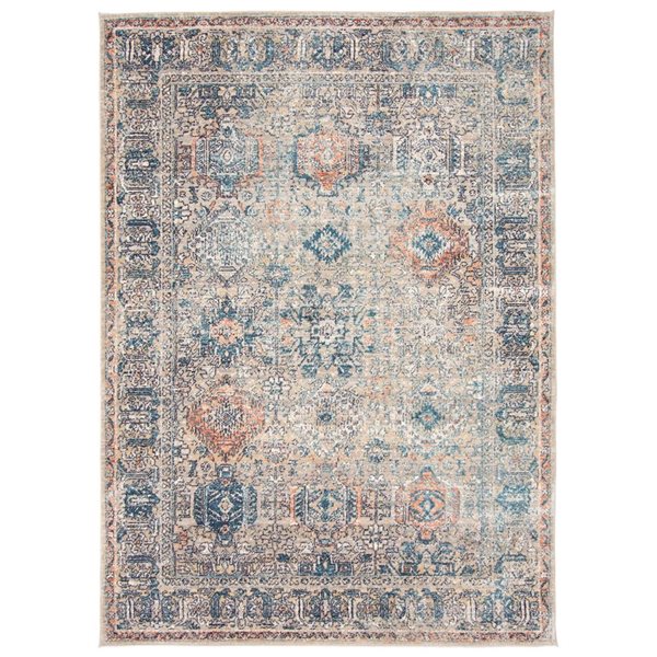 ECARPET Bolivia Yalameh 5.25-ft x 7.5-ft Grey and Blue Rectangular Area rug