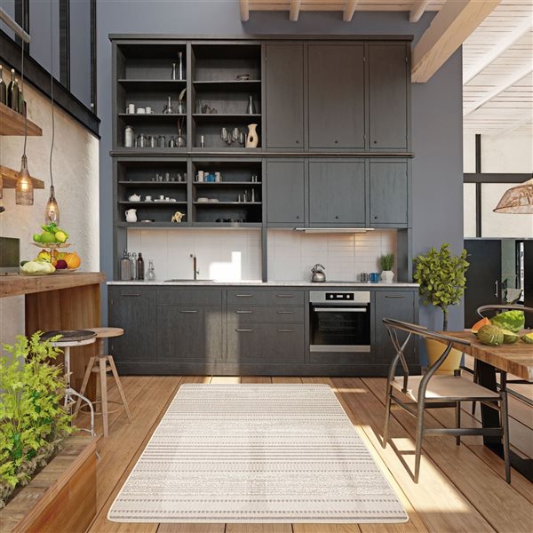 ECARPET Cabana 2-ft x 6.5-ft Ivory Rectangular Runner