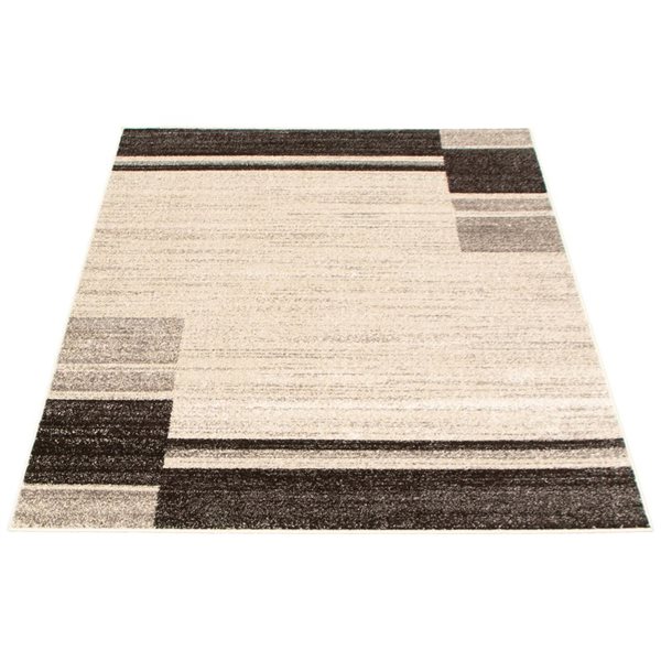 ECARPET Ayla 4-ft x 5.5-ft Ivory and Taupe Rectangular Area rug