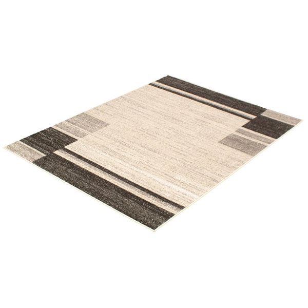 ECARPET Ayla 4-ft x 5.5-ft Ivory and Taupe Rectangular Area rug