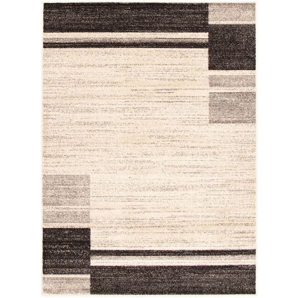 Tapis Ayla par ECARPET rectangulaire ivoire et taupe de 4 pi x 5,5 pi