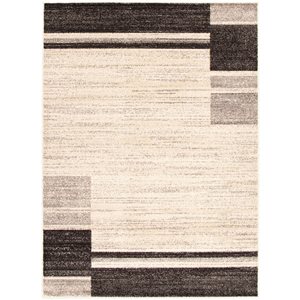 Tapis Ayla par ECARPET rectangulaire ivoire et taupe de 4 pi x 5,5 pi