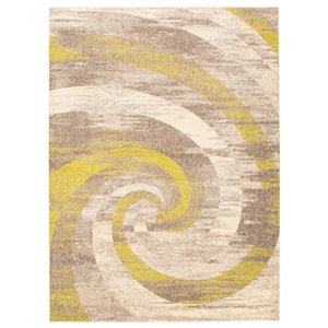 ECARPET Cora 4-ft x 5.5-ft Ivory and Green Rectangular Area rug