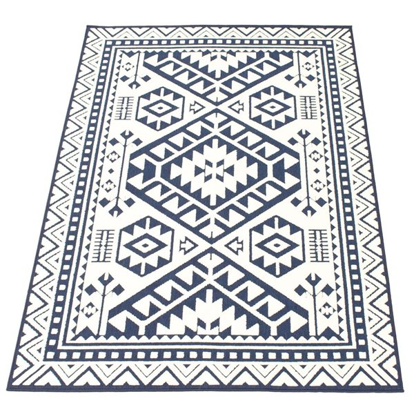 Tapis Aaya par ECARPET rectangulaire bleu de 5,25 pi x 7,5 pi